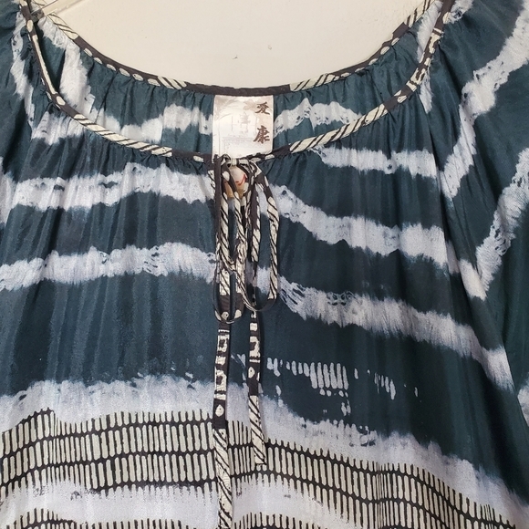 Da-Nang 100% Silk Aztec Tribal Print Lightweight Short Sleeve Pull Over Dress - Picture 3 of 7